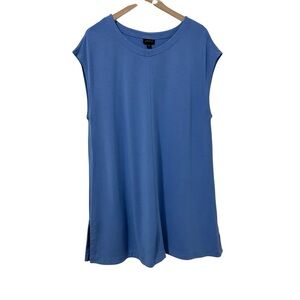 J.Jill Wearever Collection Womens Cap Sleeve Tunic Top Size XL Tall Blue Stretch